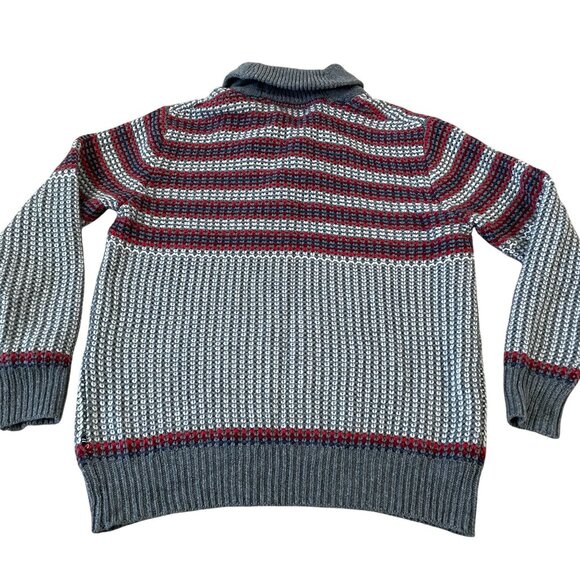 Nautica Nordic Style Sweater Mens Size XXL Shawl Collar Tuck Stitch Knit Gray - Picture 5 of 5